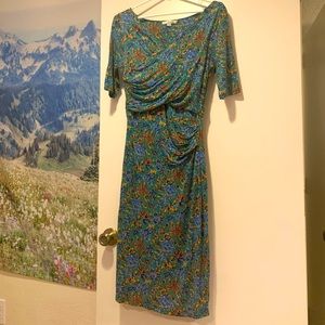 Boden Green Paisley Floral Bodycon Dress